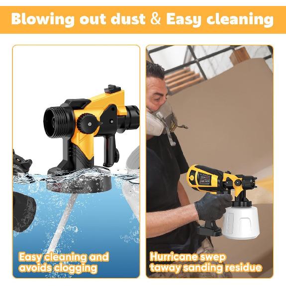 Paint Sprayer 1000W High Power Electric Spray Paint Gun with Adjustable Spray Width Knob,1400ML Container,4 Nozzles & 3 Patterns,Easy To Clean for