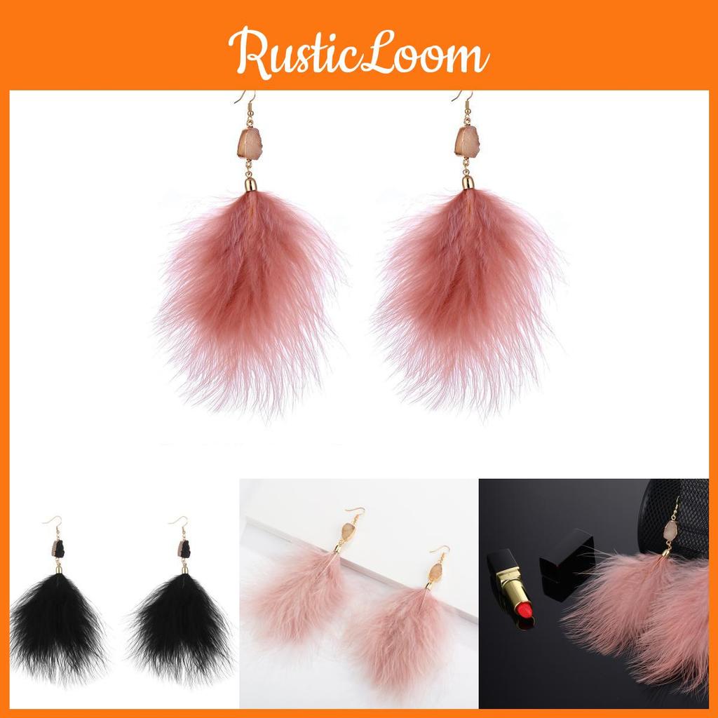 Unique Plush Feather Earrings For Women Fall 2021 Geometric Fashion Street