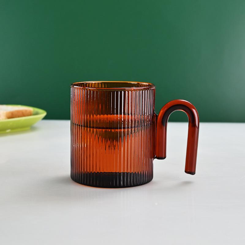 

Барвиста ручка Хвиляста чашка для кави Термостійкість Скляна чашка Молоко Чай Офісні чашки Посуд для напоїв
