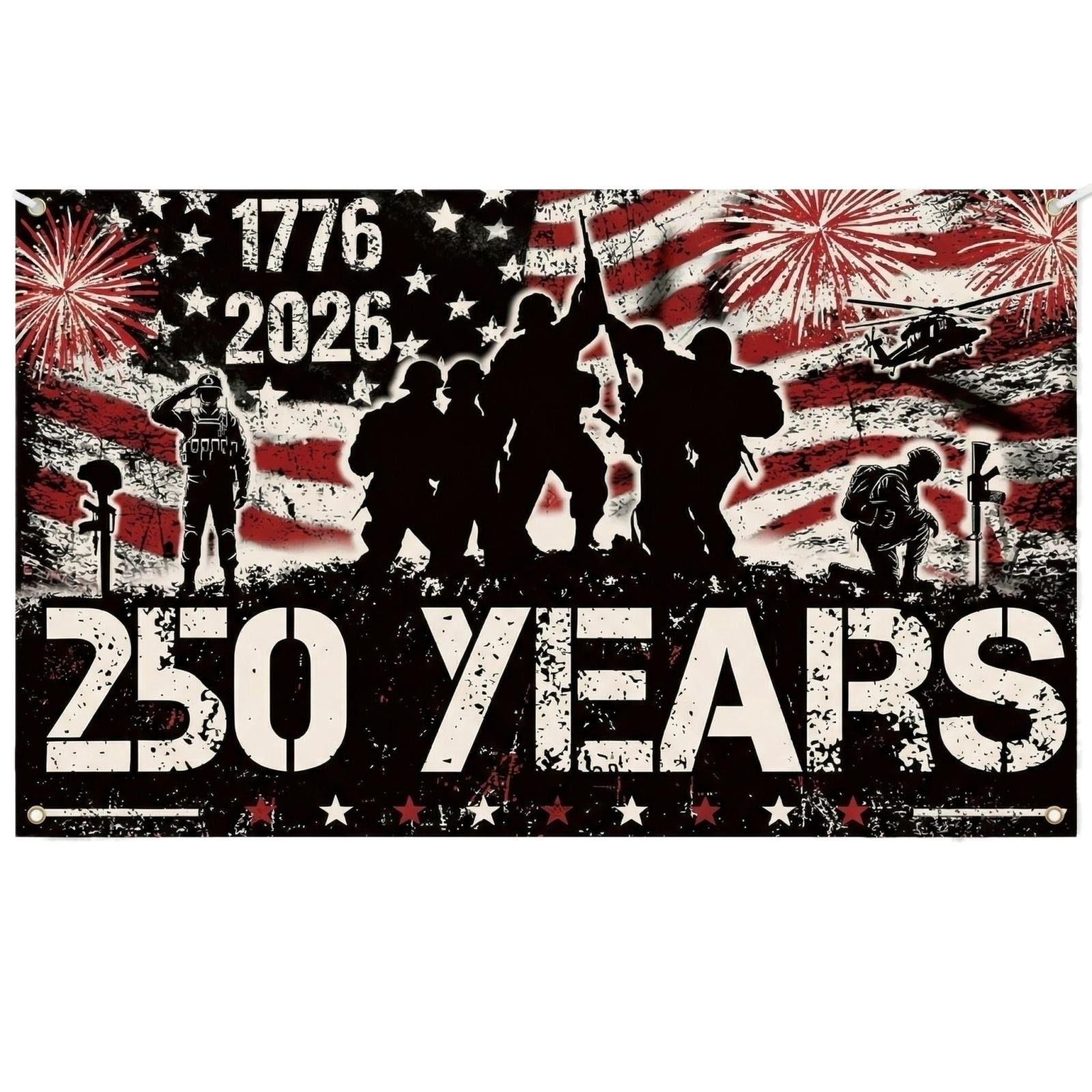 A Banner Commemorating The 250th Anniversary Of The Founding Of The United States, A 3.66-foot Patriotic Independence Day .