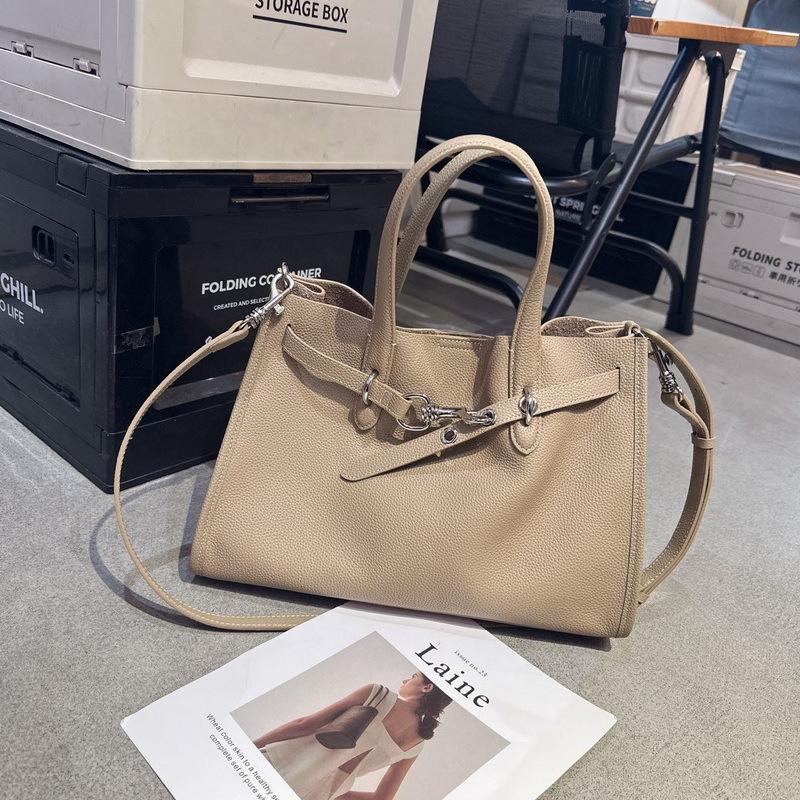 Tote Bag Women's 2025 New Leather First Layer Cowhide Versatile Premium Large-capacity Shoulder Portable Messenger Commuter Bag