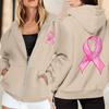 Women's Breast Sweatshirt Ribbon Breast Long Sleeve Hooded Pocket Casual Sweatshirt Jacket