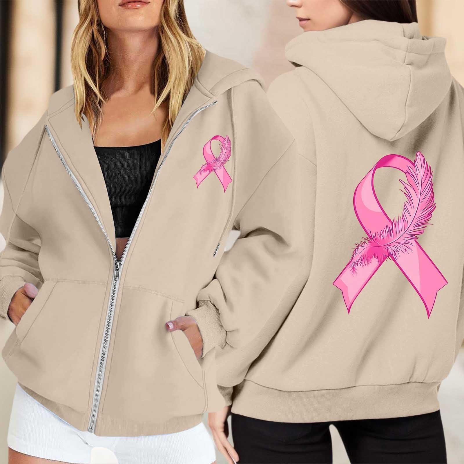 

Women s Breast Sweatshirt Ribbon Breast Long Sleeve Hooded Pocket Casual Sweatshirt Jacket L бежевый