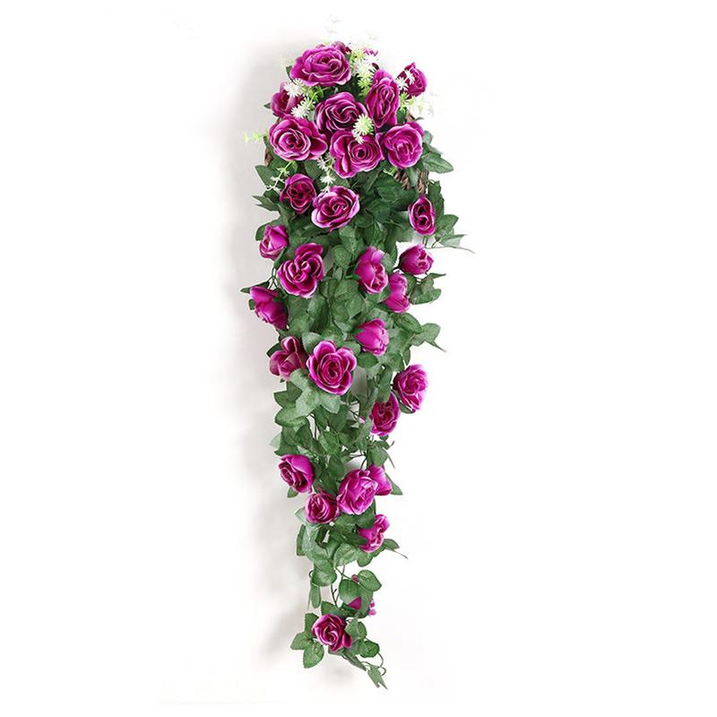 Home Decor Artificial Flower Hanging Flowers Rose Simulation Vine Wedding Garden Artificial Flower Rattan Plant Vine Wall Roses