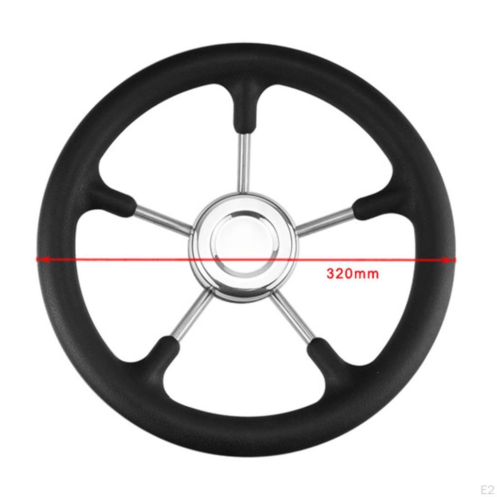 304 Stainless Steel 320mm 12.6 Inch Boat Steering Wheel 5 Spoke PU Foaming Material 3/4" Shaft