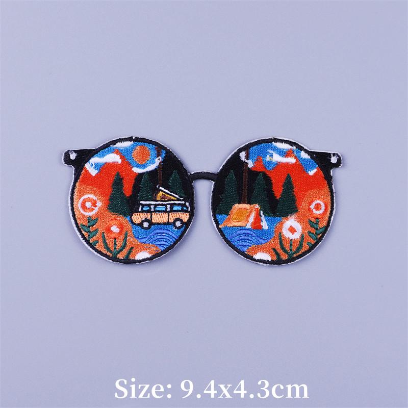Adventure Camping Thermoadhesive Patches On Clothes DIY Mountain Beach Iron-on Patch For Clothing Travel Sunglasses Appliques
