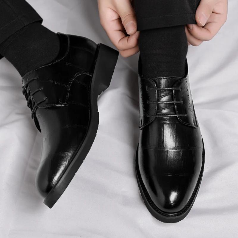 Men's Leather Shoes Outdoor Leather Lace-Up Men's Business Dress Shoes Casual Wedding Party Fashion Brogue Shoes for Men