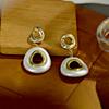 Light Luxury and High-end White Geometric Earrings, Women's Earrings, Fashionable and Exquisite, Niche Earrings, French Design Sense