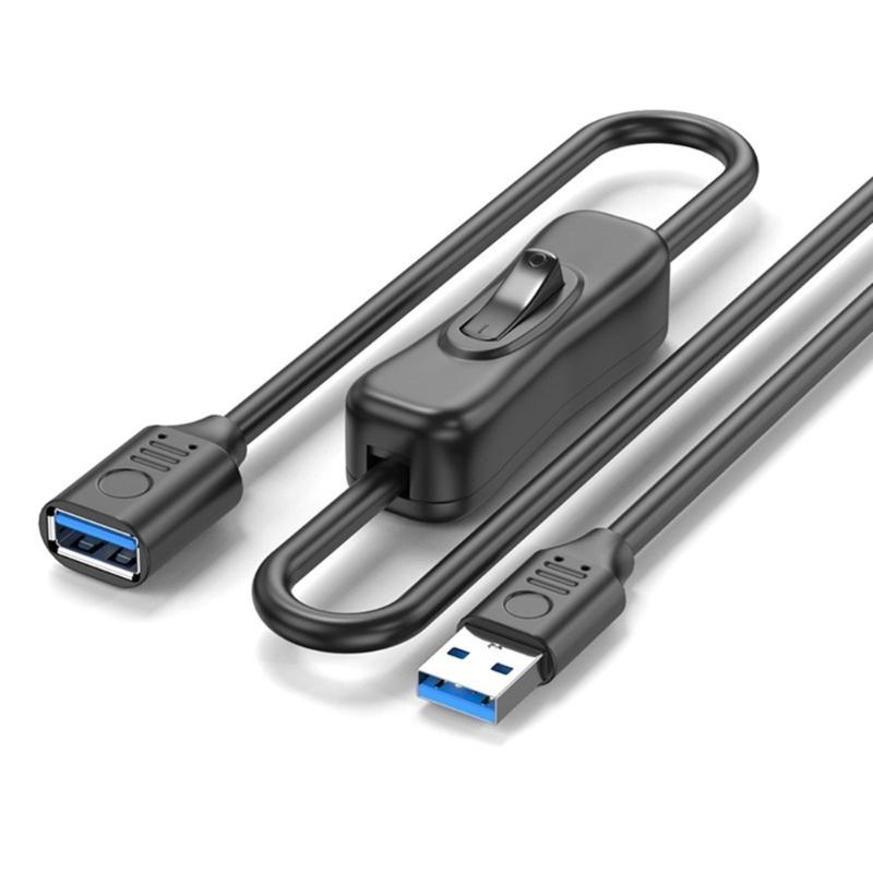 USB Cable Wire with Power On Off Button, Multiple Choice USB3.0 Male to Female 5Gbps Data Transfer Line Extension Cord