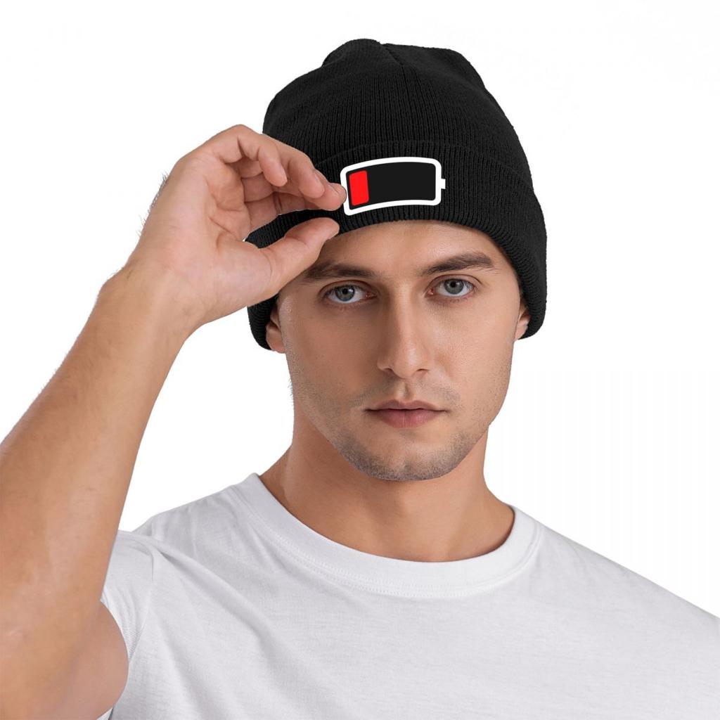 1 Batterie Pile Vide Chapeau en Laine Chaude Bonnet d'Hiver Bonnet à Pompon Casquettes Hip Hop pour Unisexe
