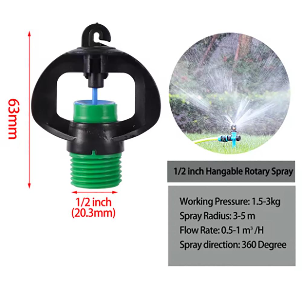 5Pcs 1/2” 3/8"Male Thread Rotary Mini Nozzle Garden Flower Bed Irrigation Refraction Sprinkler Rain-like Lawn Watering Sprayer