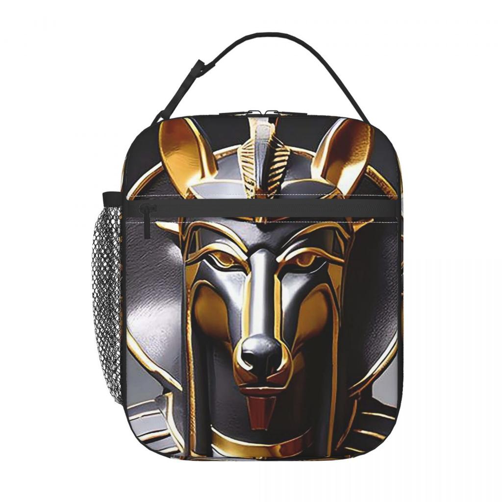 Egyptian God Anubis Art Insulated Lunch Bag for Women Children Portable Food Boxes Thermal Lunch Box Tote