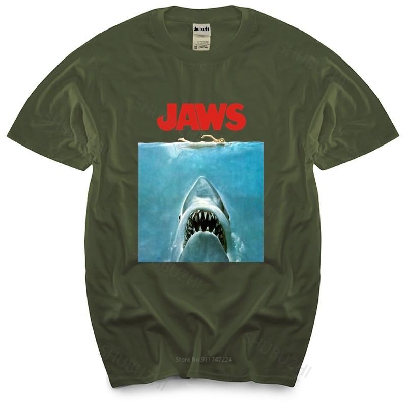Summer Tshirt Men Brand Teeshirt Jaws Movie Vintage Poster Licensed Adult T Shirt New Cotton Man T Shirt Drop Shipping