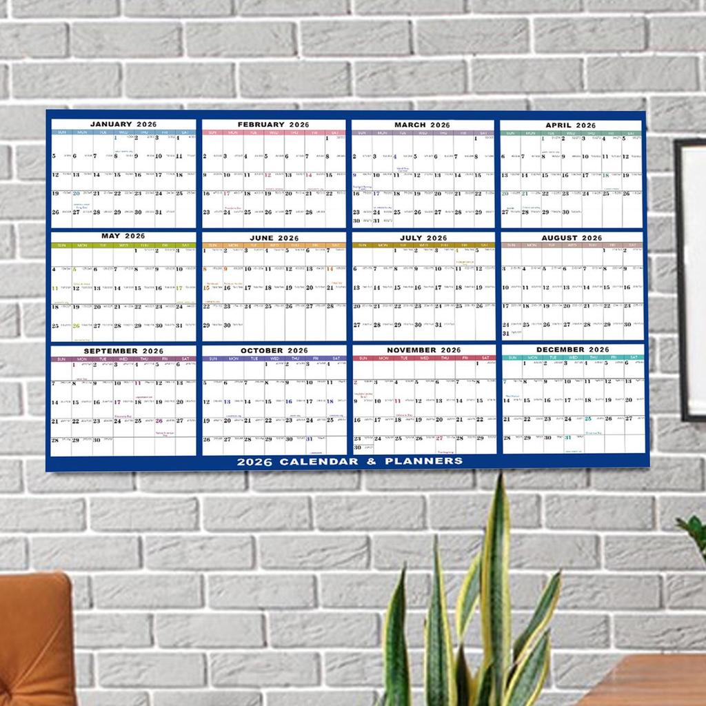 Calendario da Parete Cancellabile 2026 Calendari Annuali a 12 Mesi Pianificatore Orario di Lavoro a Doppia Faccia Organizzatore Annuale
