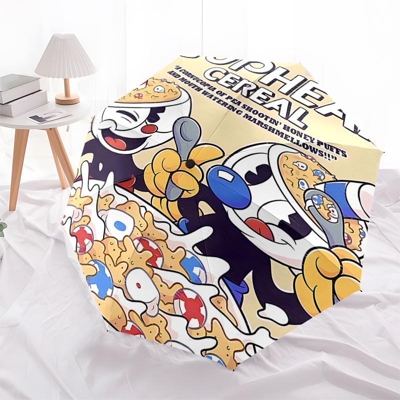 Cuphead Cereal: A Cornucopia of Pea Shootin Honey Puffs and Mouth Watering Marshmallows with Automatic Opening Umbrella, 8-Bone Iron Frame,