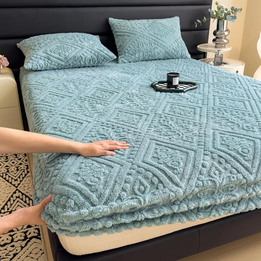 Home Milk Velvet Bed Sheet/Single/Super Single/Large/Extra Large Warm Soft Bed Sheet Mattress for Autumn Winter Home Furnishings
