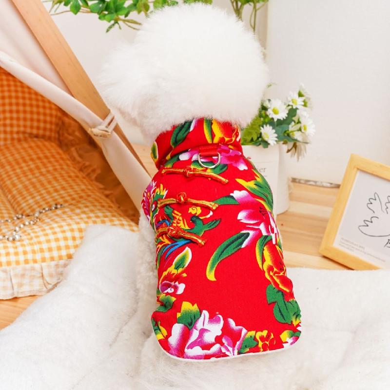 

Winter Dog Clothes Chinese New Year Dog Clothing Coat Jumpsuit Yorkie Pomeranian Poodle Bichon Schnauzer Costume Pet Apparel S