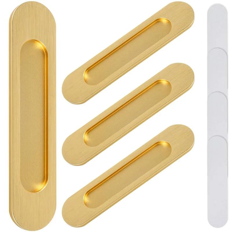 4Pcs Sliding Door Hardware Handle Door Knobs,Self-adhesive Pulls for Kitchen Cabinet Window Glass, No Punching Furniture