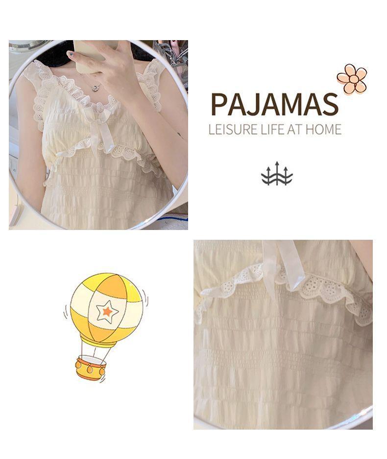 Cămașă de noapte dulce de prințesă, Pijamale de vară din bumbac moale ca un nor pentru femei cu cupe pentru bust