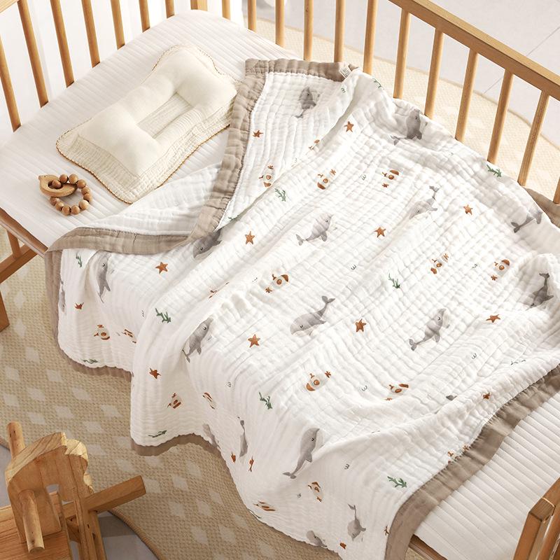 110x110cm High Density Pure Cotton Six-Layer Gauze Baby Bath Towel and Toddler Blanket