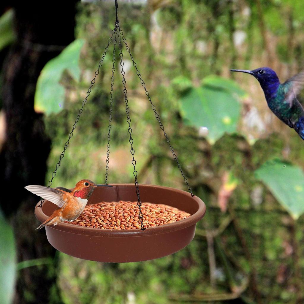 Bird Waterer with Metal Hooks Bird Water Bowl and Chain Hanging Bird Bath Water Feeder for Hummingbird Tree Outside Parrot Patio