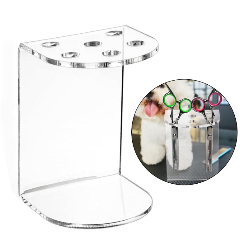 2 Pieces Acrylic Scissors Stand with 6 Slot Salon Barber Tool Organizers Desktop Comb Clip Storage Rack