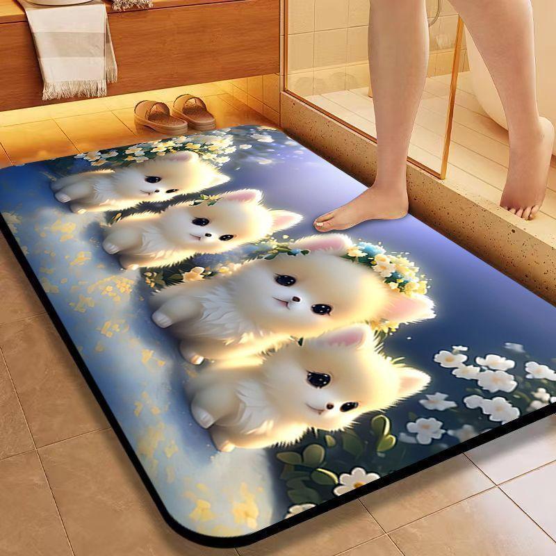 

Диатомовая грязевая впитывающая подстилка Мультяшный милый щенок Коврик для пола в ванной Туалетный коврик для двери Нескользящий придверный коврик Быстросохнущий коврик S