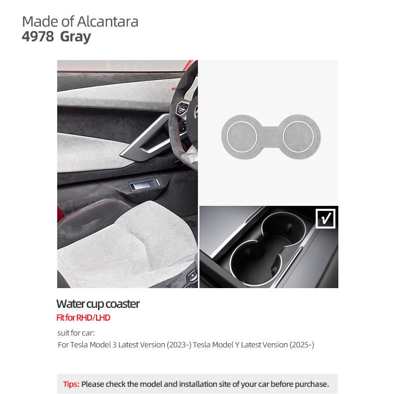 For Tesla 2018- Model 3 Highland Y Juniper Made of Alcantara Wireless Charge Panel Trim Sticker Cup Mat Car Interior Accessories