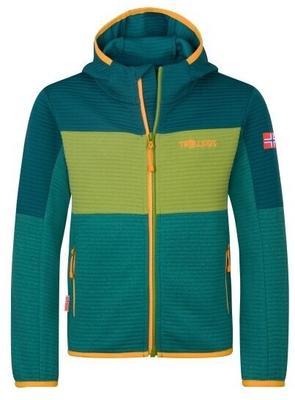 Jacket Trollkids Sogndal Jacket XT Fleece Jacket Turquoise SeaGreen LagoonGreen PearGreen SaharaSunset