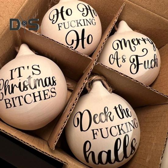 1 Pc/8 Pcs Prank Christmas Ball Funny Bauble Christmas Hanging Ball Rude Humor Hanging Ornaments for Christmas Tree Decor