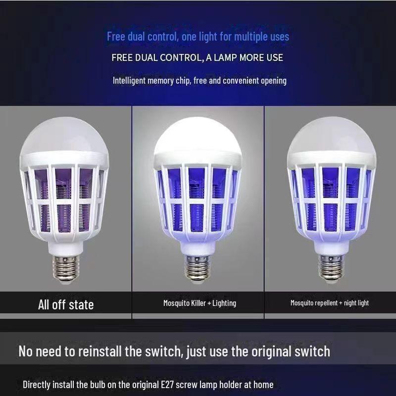 LED Mosquito Killer Light Bulb Bulk 2 In 1 Electronic Lamp for Fruit Flies Bug Fly Insect Suitable for Indoor Entryway Patio Doorway Corridor Mosquito