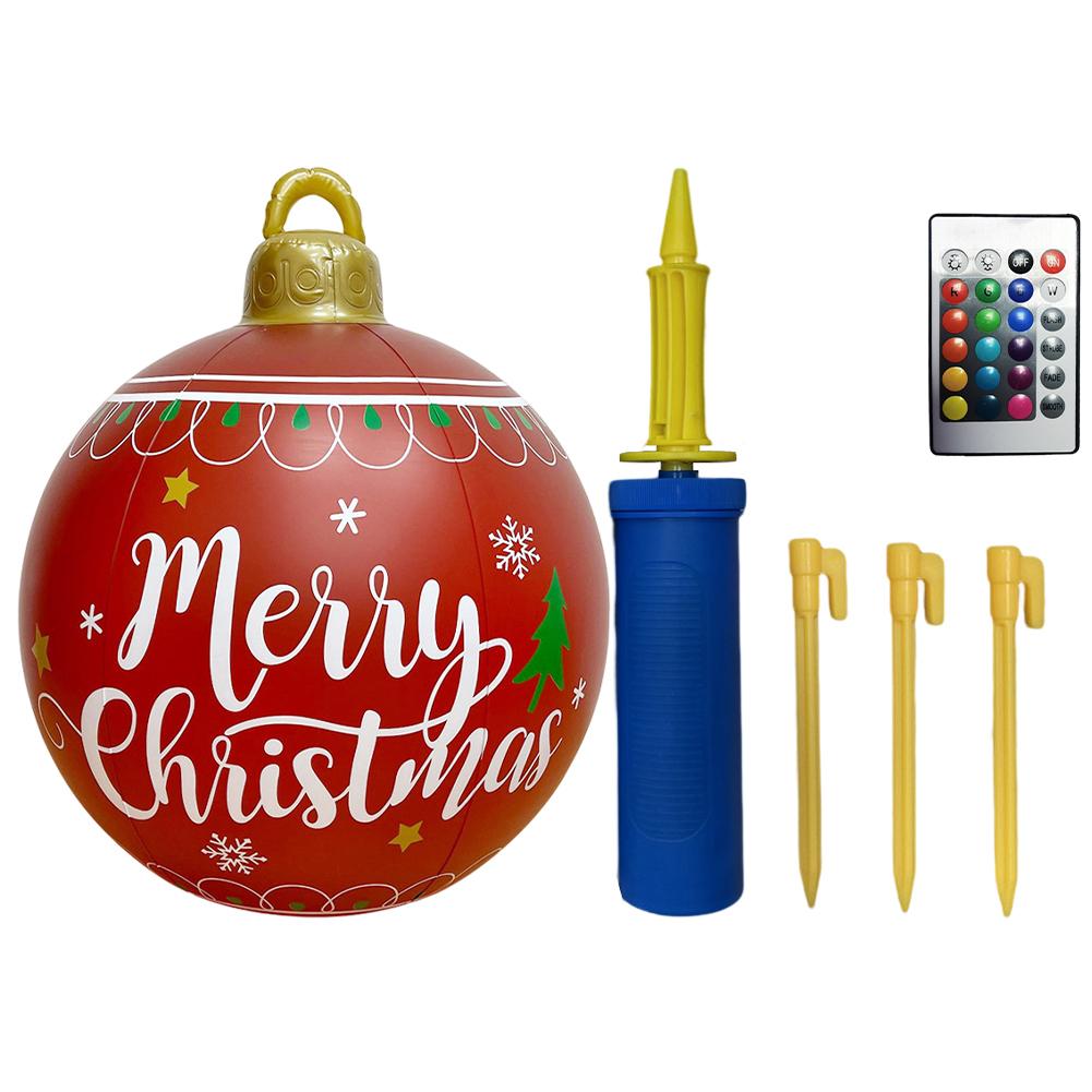 24 Inch Inflatable Christmas Balls Light Up PVC Giant LED Christmas Balloon Snowman Outdoor Inflatable Christmas Decorations