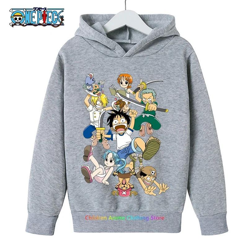 Anime Luffy Hoodie for Kids, One Piece Sweatshirt, Coat for Baby Boys and Girls, Warm Sweater, Autumn Clothing