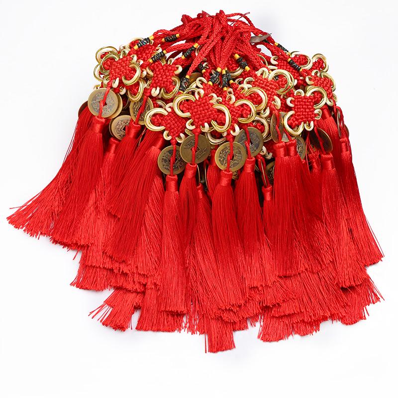 Small Chinese Knot Pendant DIY Tassel - Festive Red 6/8 Plate Hanging Ornament