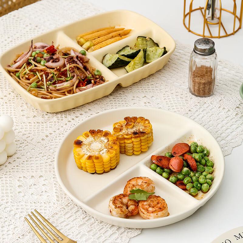 Japanese Style Ceramic Divided Meal Plate Concave-Convex Round