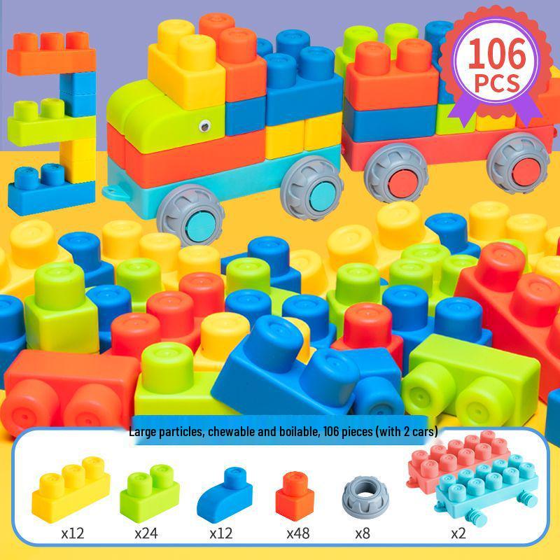 Large Soft Rubber Baby Building Blocks - Safe for 1-2 Year-Olds