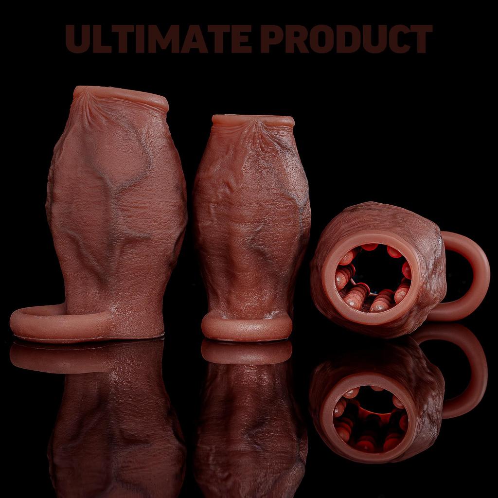 Enlarged and Thicken Cock Sleeve Lock Sperm Penis Ring Adult Men Sex Toy Soft Silicone Dick Sleeve Enlargement Male 18+ Sexy Toy