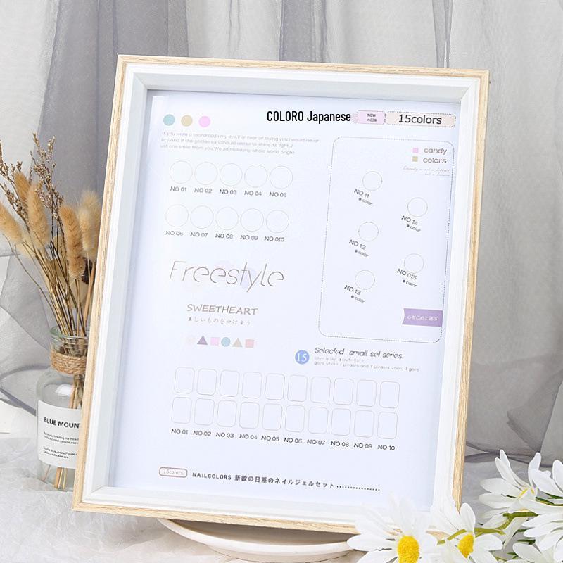 10" Japanese Wooden Nail Art Photo Frame with Nail Tips Display for Gel Polish Chart