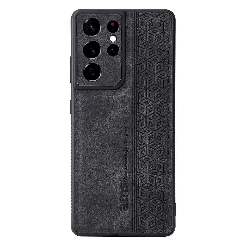 AZNS For Samsung Galaxy S21 Ultra 5G Cell Phone Cover Imprinted Leather+TPU Anti-drop Phone Case