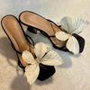 Fashion Fashion Sandals Summer New Square Head Shallow Mouth Open Toe Suede Butterfly with A Slip-on Wear-resistant High Heels