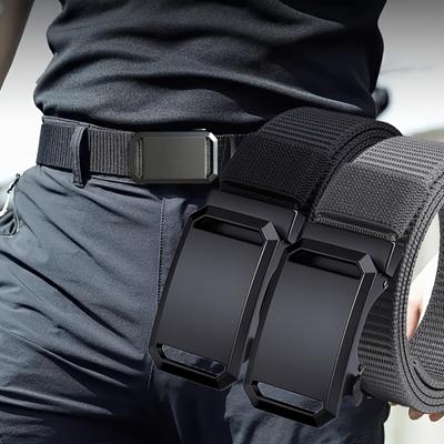 Men's Fashion Canvas Belt with Automatic Buckle - Perfect for Jeans, Outdoor Leisure and Sports Training, Black Valentine's Day
