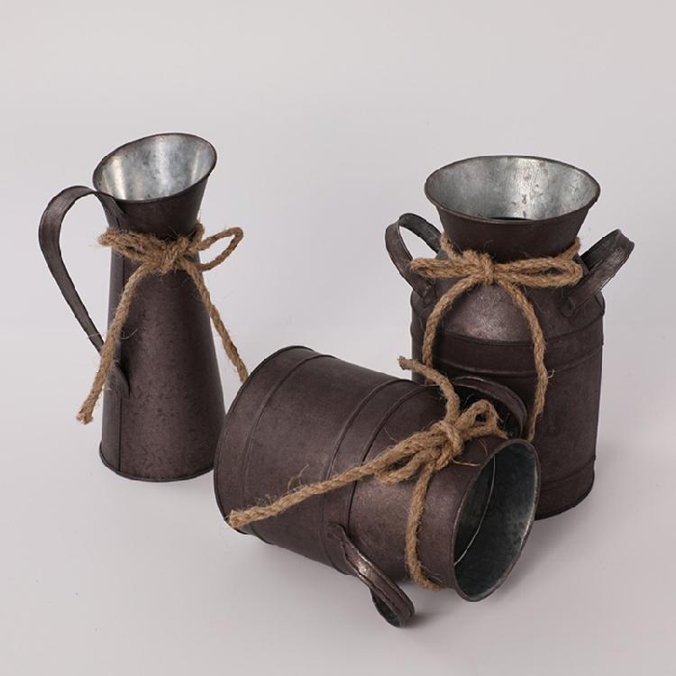 Metal Floral Holder, Durability Rusts Finish Country Holder Milk Can for Homes Gardening Flower Holder Decorations