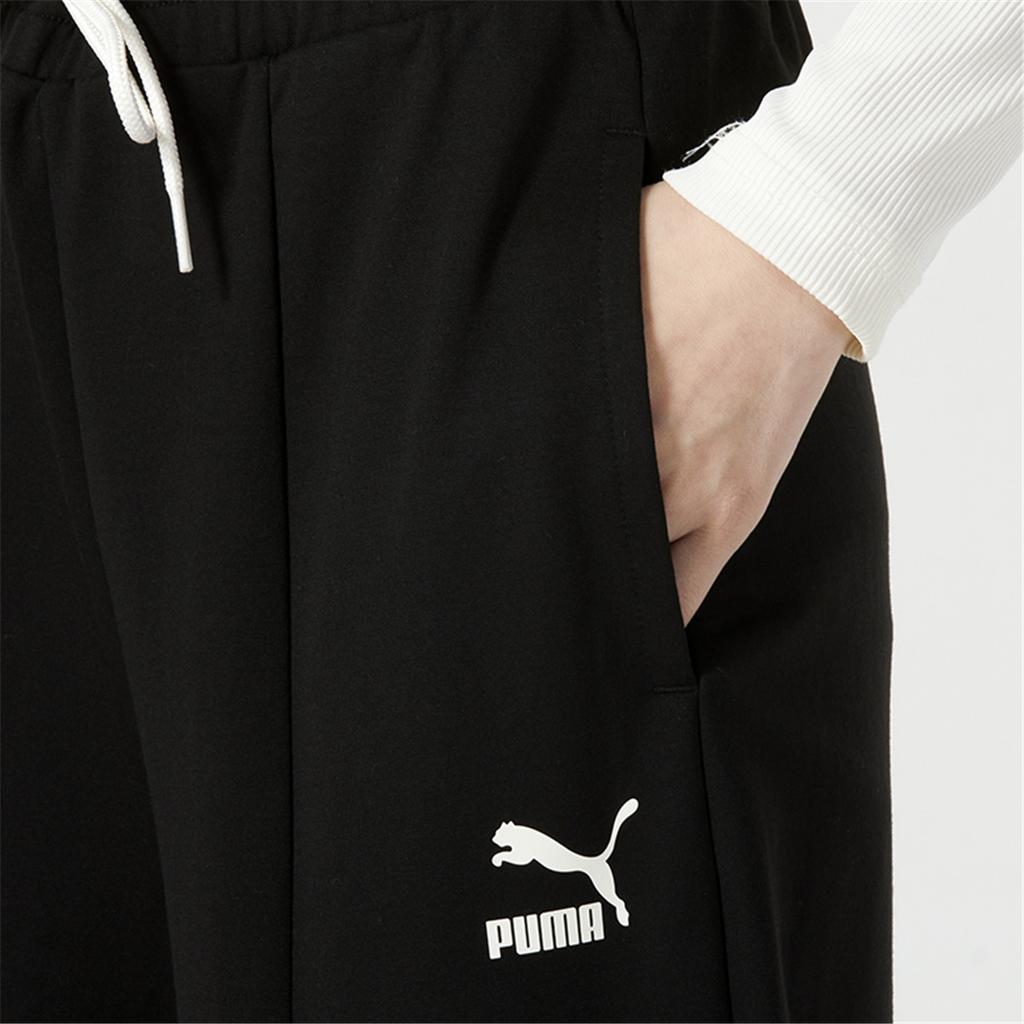 Puma Solid Color Logo Print Drawstring Straight Leg Sports Pants Women bottoms Black 537522-01