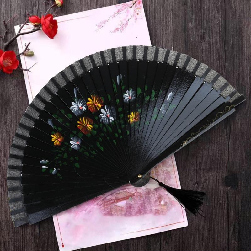 Ventaglio da Fan per Spettacoli Spagnoli, Ventaglio in Seta Double Face con Bellissimo Fiore Pieghevole per Varie Occasioni