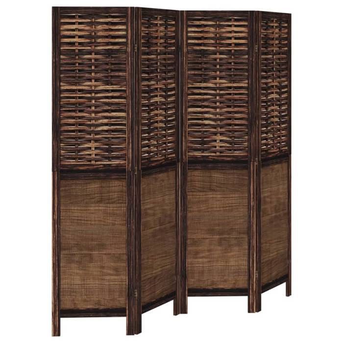 VidaXL Cloison de Séparation 4 Panneaux, Séparateur de Pièce, Écran d'Intimité, Paravent de Salon Chambre, Marron Foncé Bois 358705