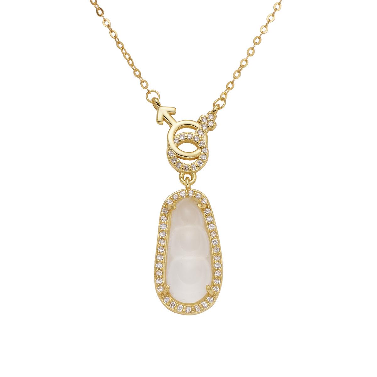 

Ожерелье из стерлингового серебра 925 пробы с натуральным кварцитом и нефритом в виде стручковой фасоли, женская инкрустированная подвеска из ледяного нефрита, цепочка на ключицу, мода 925 Silver