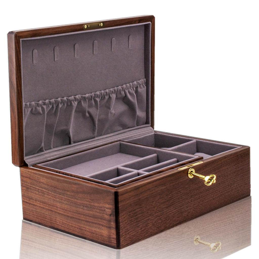 IRIVER BLANK Exquisite Black Walnut Wood Jewelry Box Organizer Noble and Elegant Storage Solution for Wedding Proposal & & Holder – Women, Girls,