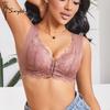 Große Größe Frontverschluss Nahtloser Spitzen-BH für Frauen Feste Cups Unterwäsche Raffender Westen-BH