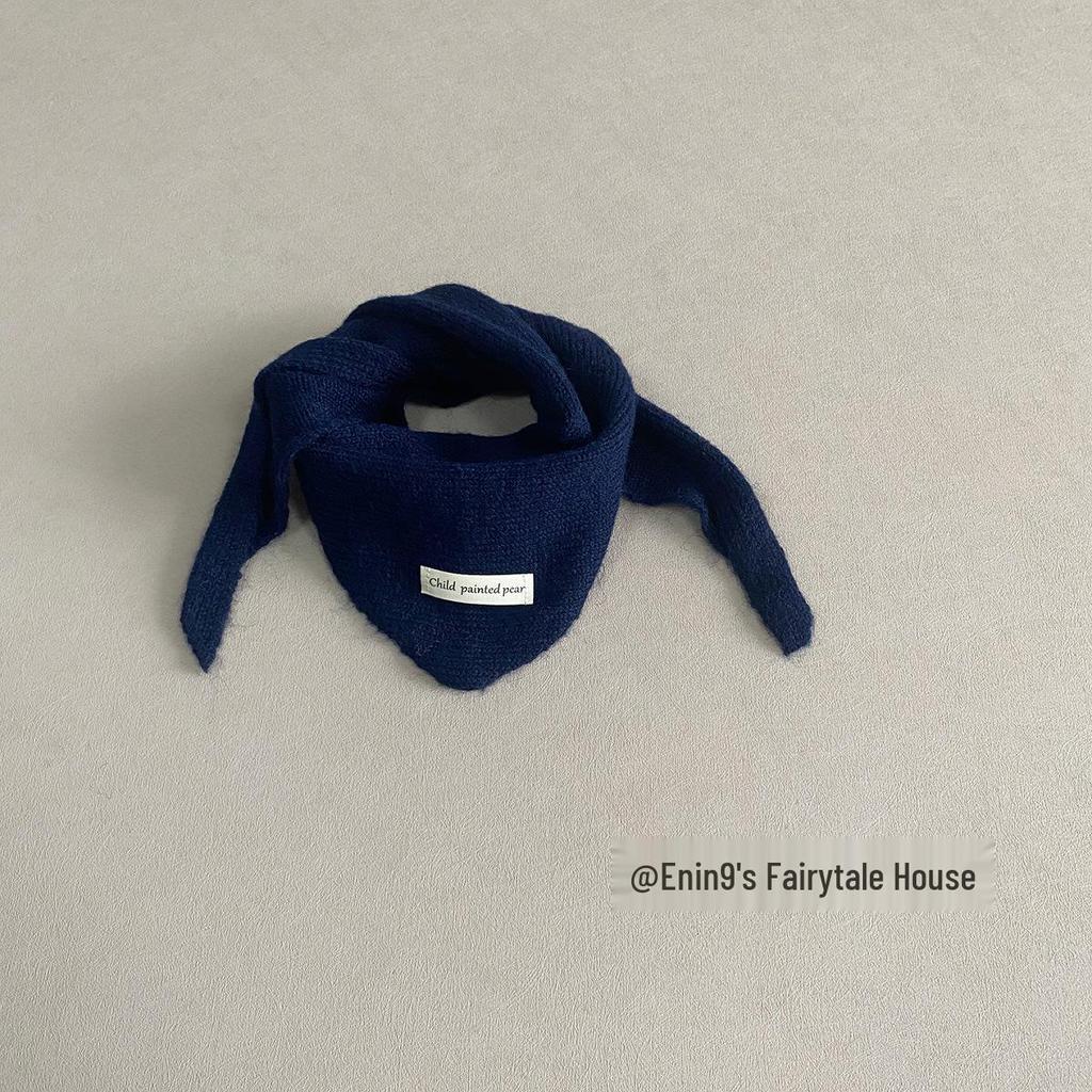 Unisex dziergany wełniany szalik dla dzieci - Ciepły, wiatroszczelny, z wzorem skrzyżowanego trójkąta na jesień i zimę