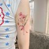 Watercolor Phalaenopsis Tattoo Sticker Gentle Flower English Waterproof Lasting Upper Arm Exquisite Pattern